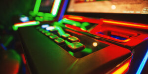 Gambling machine at casino club. Shallow depth of field.